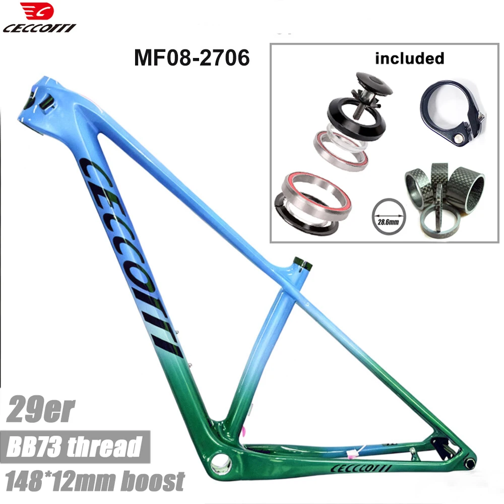 

CECCOTTI Newest Carbon MTB Frame 29er Mountain Bike Frameset 148MM Carbon Bicycle Frames BOOST Inner Cable 29er MTB Frame