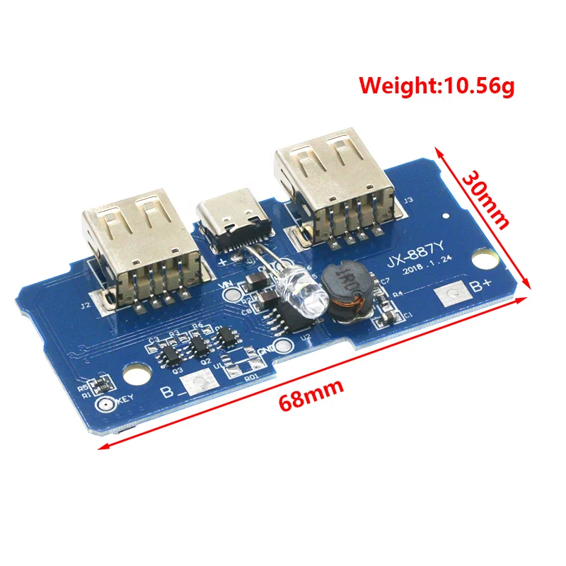 18650 Dual Micro USB 3.7V to 5V 2A Boost Mobile Power Bank DIY 18650 Lithium Battery Charger PCB Board Step Up Module With Led