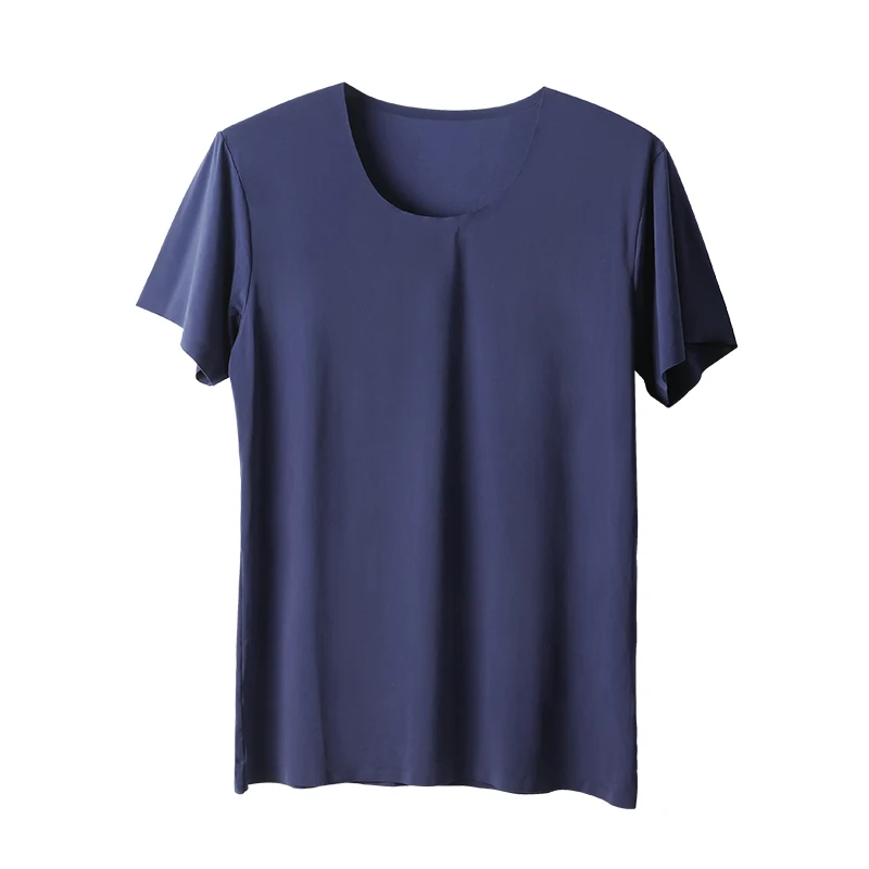 Nahtloses, kurzärmliges, weißes Herren-T-Shirt aus Summer Ice Silk mit Rundhalsausschnitt, halbärmeliges Oberteil, dünne Basisschicht, schmale Unterwäsche