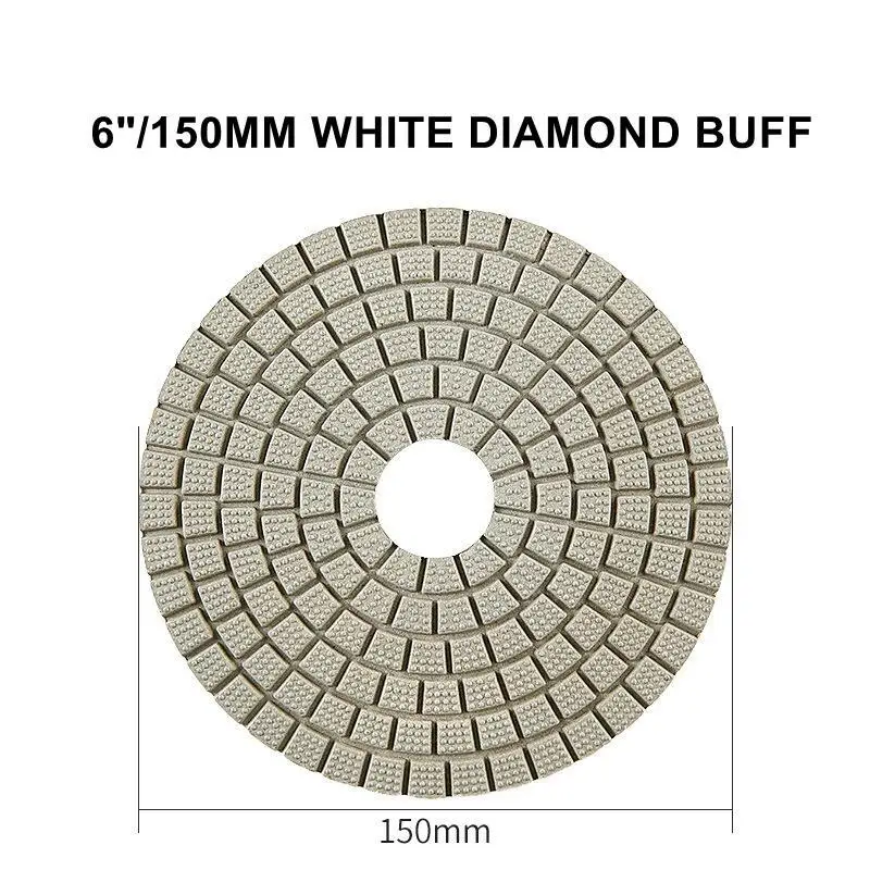 1PC 6 Inch 150mm Black / White Buff Pad Diamond Wet Polishing Pads For Grinding Stone Marble Granite Abrasive Disc