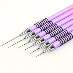 Purple Art Liner Brushes Set Metal non-slip pen holder Elongated Lines Striping Drawing UV Gel Painting Nail Design Pen