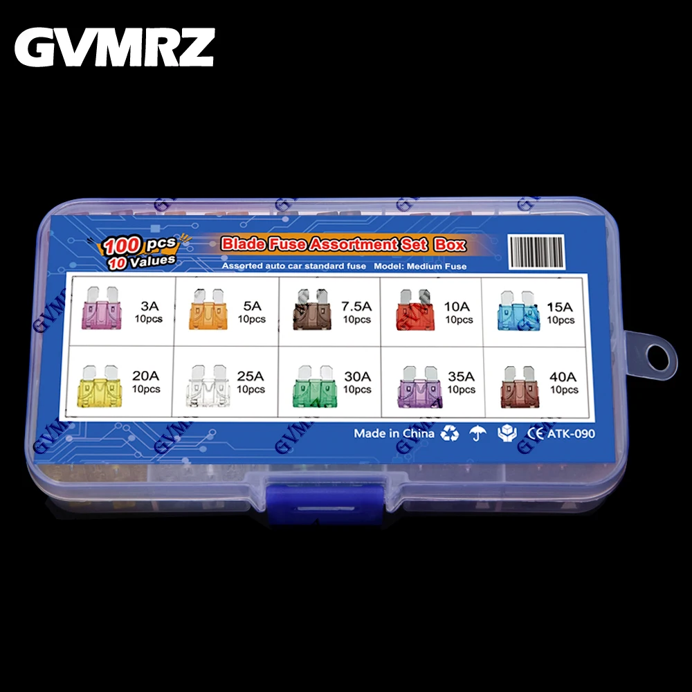 80PCS Medium Size Blades Type Car Fuse kit Assortment 3A 5A 7.5A 10A 15A 20A 25A 30A 35A 40A Fuse Set Auto Car Truck
