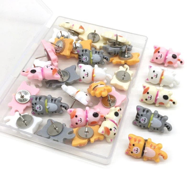 J78A 30 Pieces for Cat Print Push Pins Kitten Animal Thumb Tacks Decorative Push