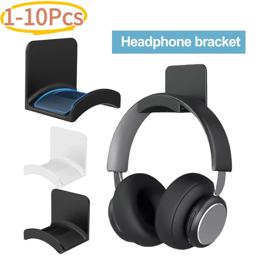 1-10PCS Headphone Stand Wall Mount Perforated-free Gaming Stand Under Table Hook Stand Support Hanging Hook Storage Rack