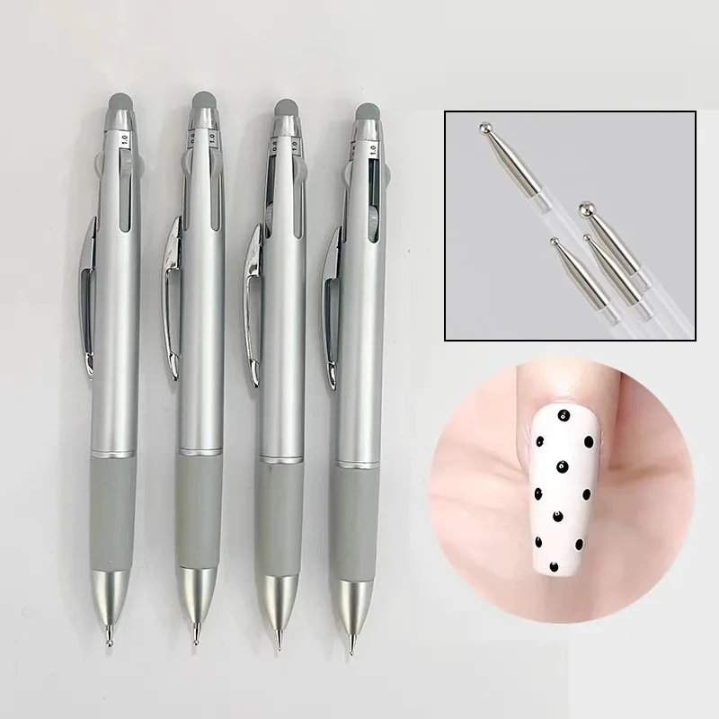 4 in 1 Nail Art Strumenti per punteggiare Nail Art Tip Dot Paint Kit per manicure Penna a sfera girevole Strumenti per punteggiare Penna per punte per unghie