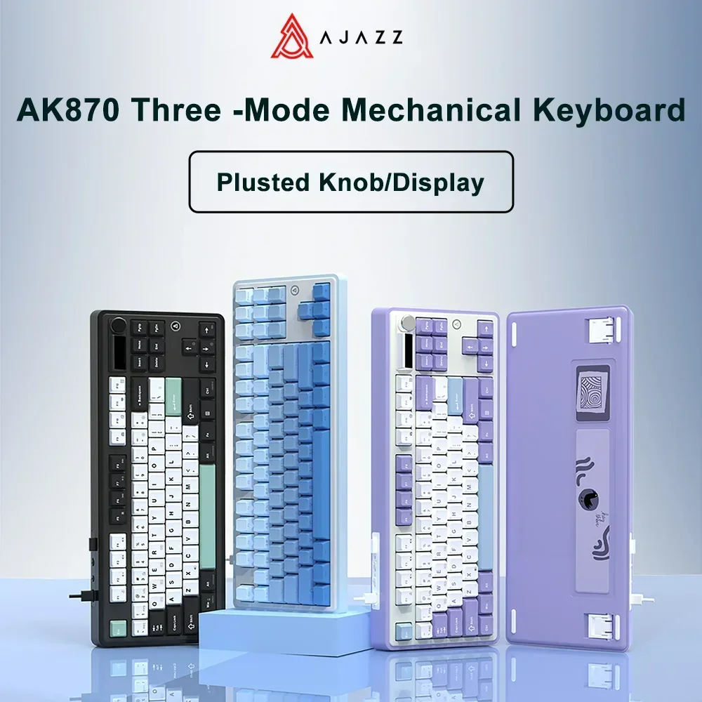 Neue ajazz ak870 tri-mode rgb bluetooth 2,4 ghz drahtlose spiel mechanische tastatur mit usb verdrahtet 87 tasten hot swap für pc-laptop