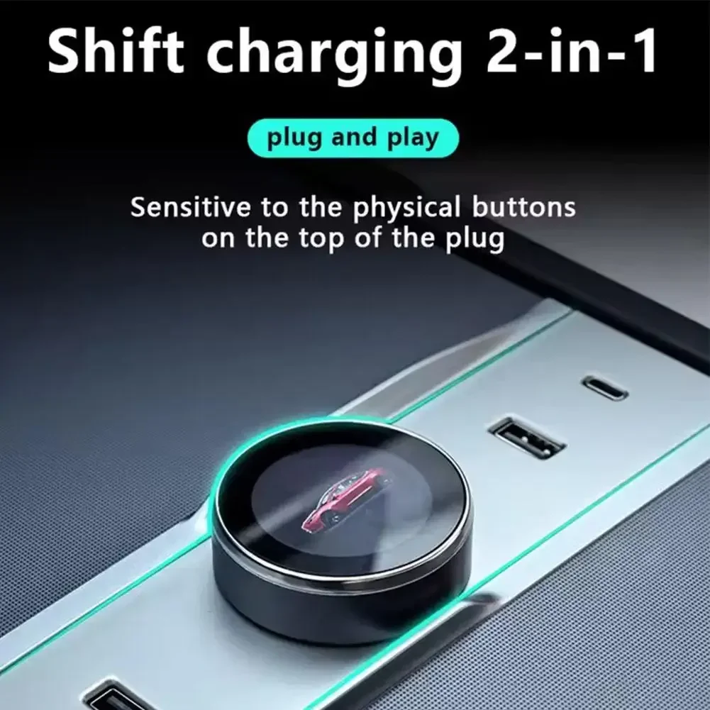 TypeC Docking Station Central Control Gear Button Dock Station for Tesla New Model3 Highland 2024 USB Hub Charge Gear Shift Knob