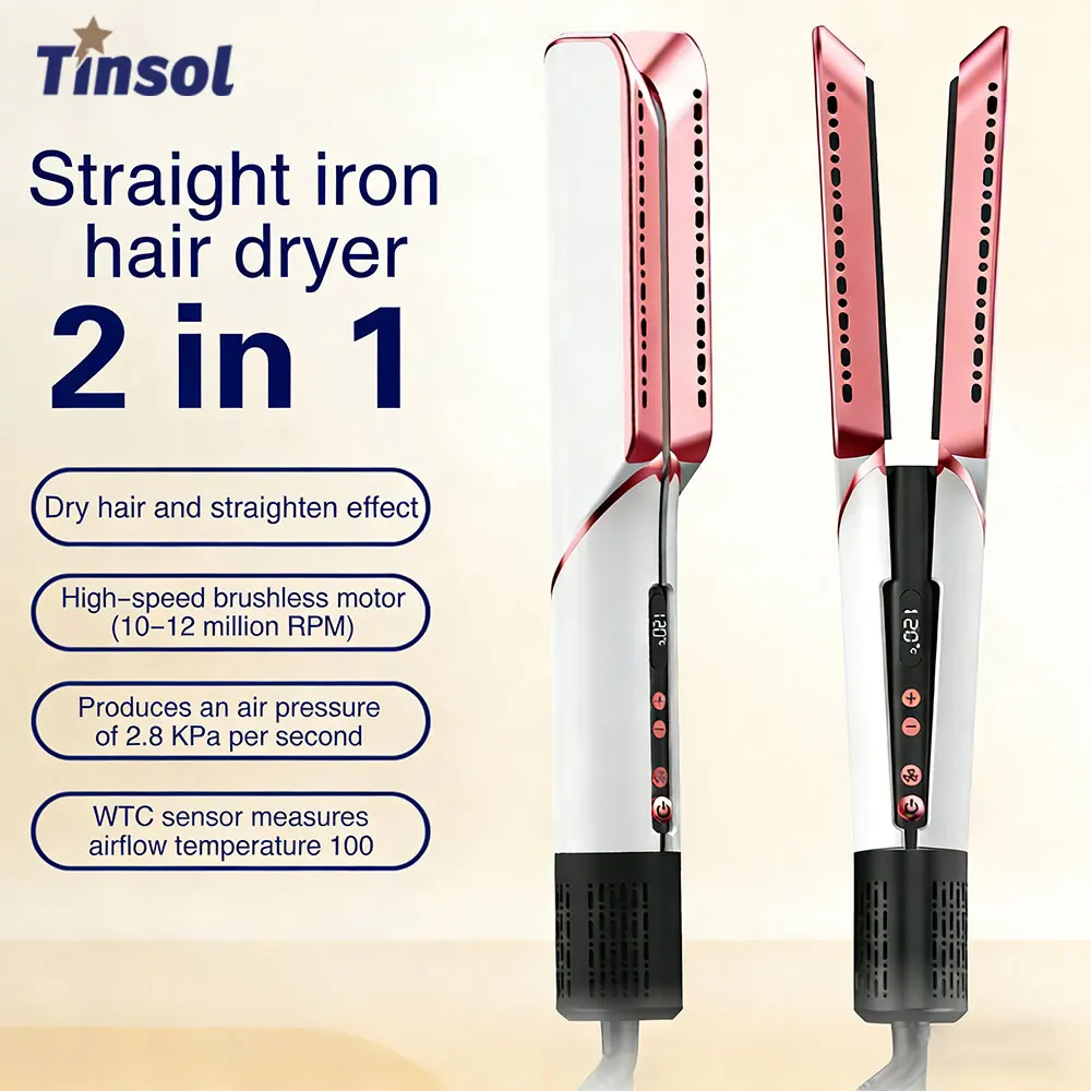 

TINSOL Новейший многофункциональный фен-выпрямитель 2-в-1 с отрицательными ионами для долговременной укладки волос
