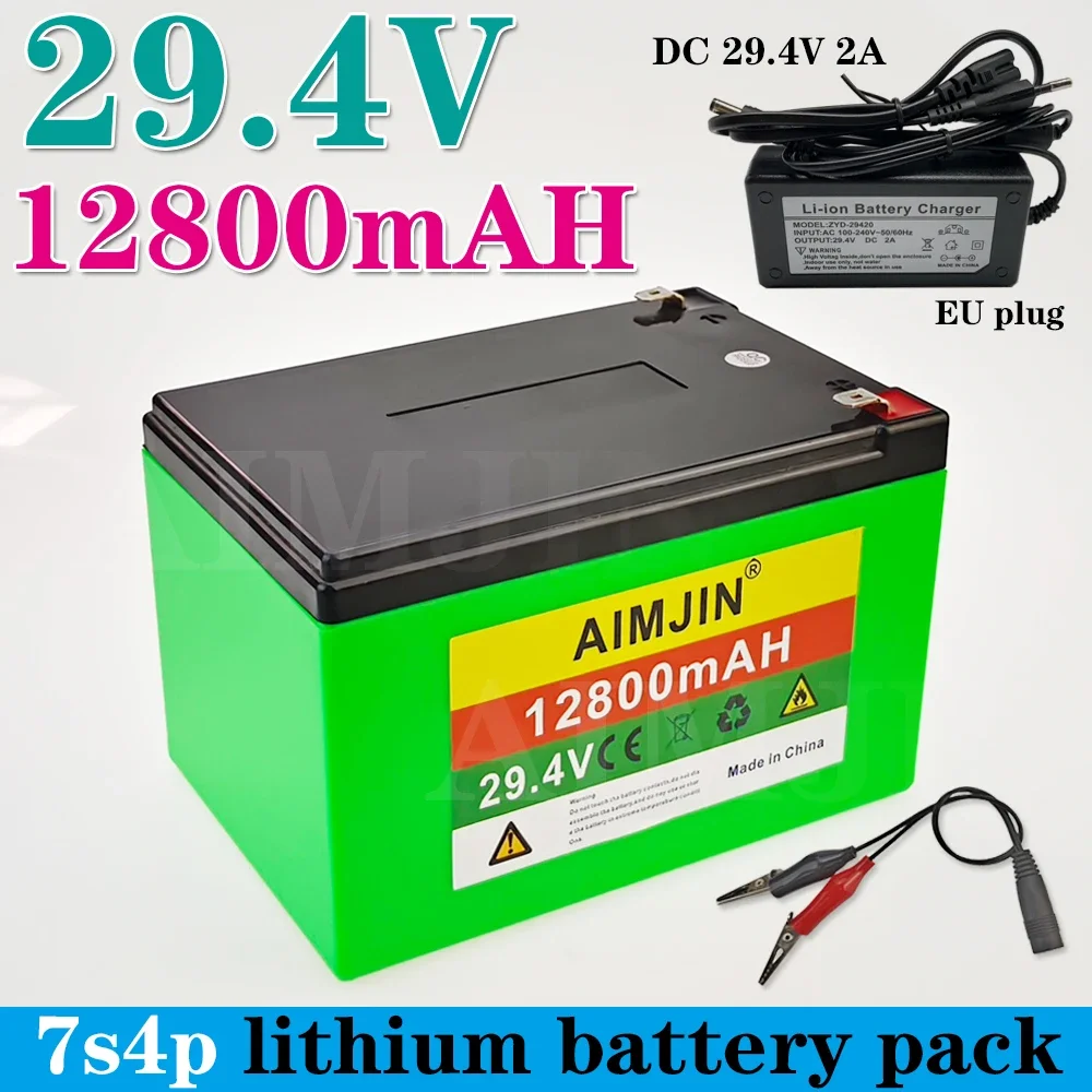 7S4P 24v 12.8ah battery pack 15A BMS 250w 29.4V 12800mAh Rechargeable Battery for wheelchair motor electric power