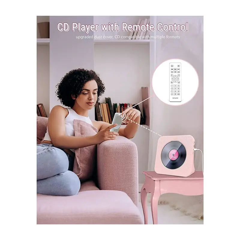 

Портативный CD-плеер B21B с Bluetooth 5.0, Hi-Fi звуком и динамиком, перезаряжаемый музыкальный проигрыватель CD с пультом ДУ для дома (вилка стандарта США)