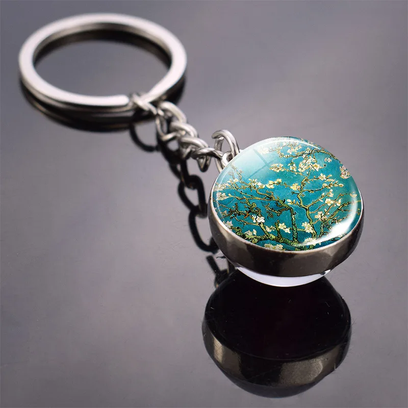 nebula keychain The Andromeda Galaxy Art Picture Glass Ball Pendent Keychain Star Keyring Astronomy Gift