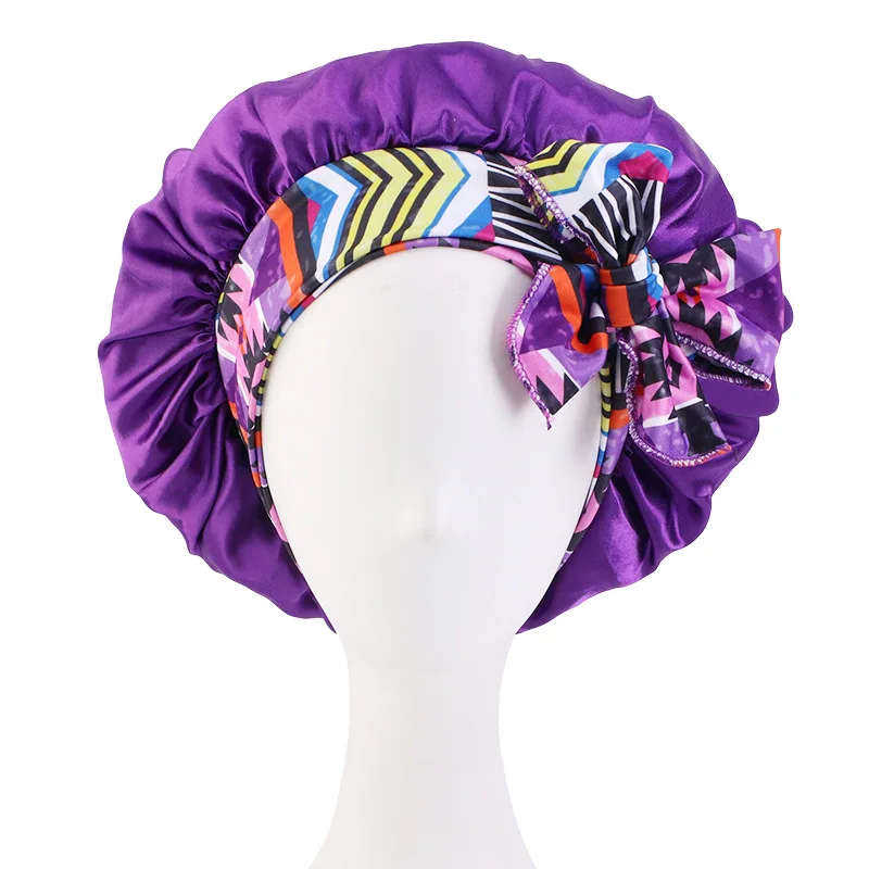 1pc Ladies' Elastic Satin Bonnet With Ribbon, SimulatedSilk Sleep Cap, Cosmetic Cap, Hair Cap, Suitable For DailyUse