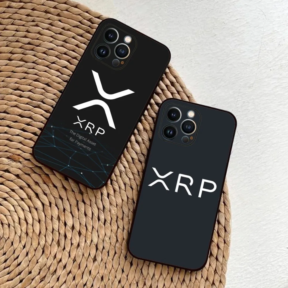 Xrp Ripple Crypto Phone Case For iPhone 15,14,13,12,11,Plus,Pro Max,XS,X,XR,SE,Mini,8,7 Soft Silicone Black Cover