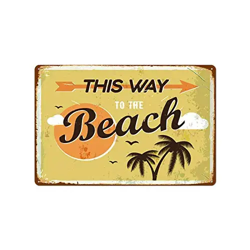 New New Vintage Metal Tin Sign This Way to The Beach Retro Garage Yard Home Cafe Bar Club Hotel Wall Decoration Stickers Signs - Aliexpress Deal