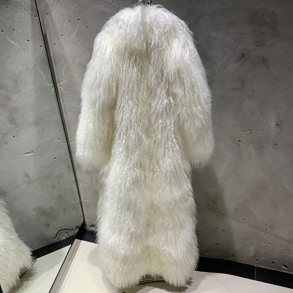 Long Mongolian Fur Natural Lady Real Sheep Fur Coat Winter Warm Winter Natural Fur Cloth 22-1