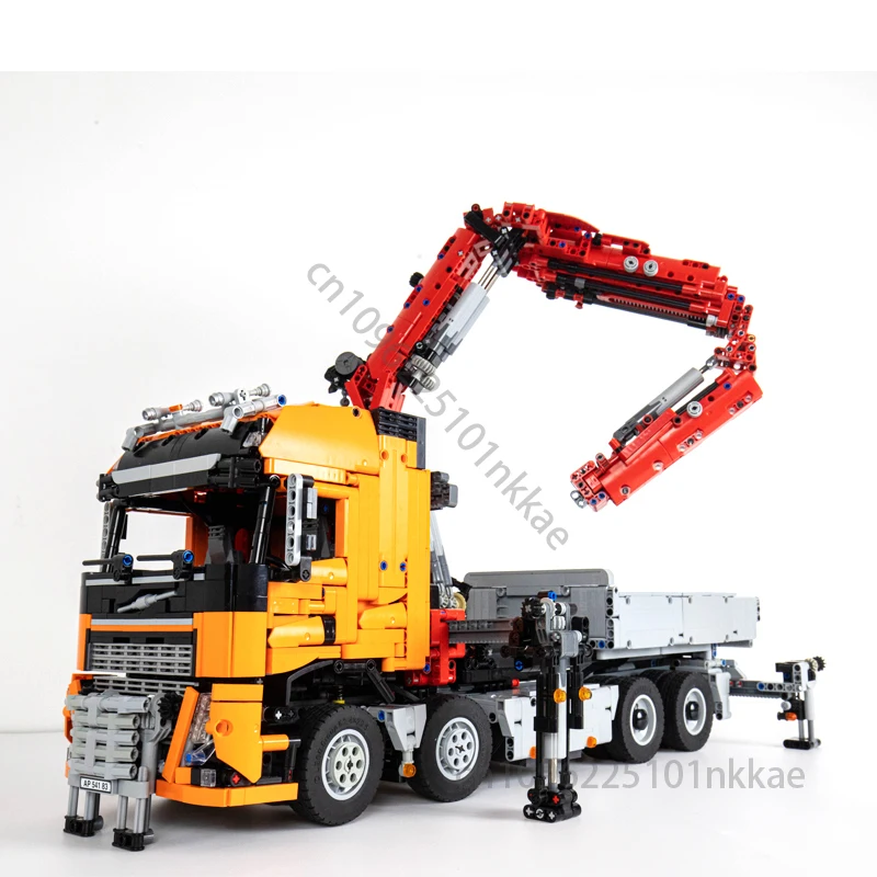 

MOC Heavy Duty Truck FH16 750 8x6 With Crane Trailer Model Building Blocks DIY Vehicle Assemble Brick Children Toy Birthday Gift