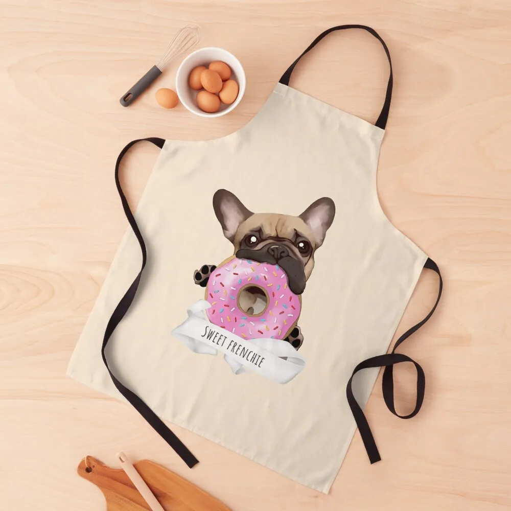 

French bulldog lovers, sweet frenchie with pink donuts Apron For Men Chef jacket men Apron