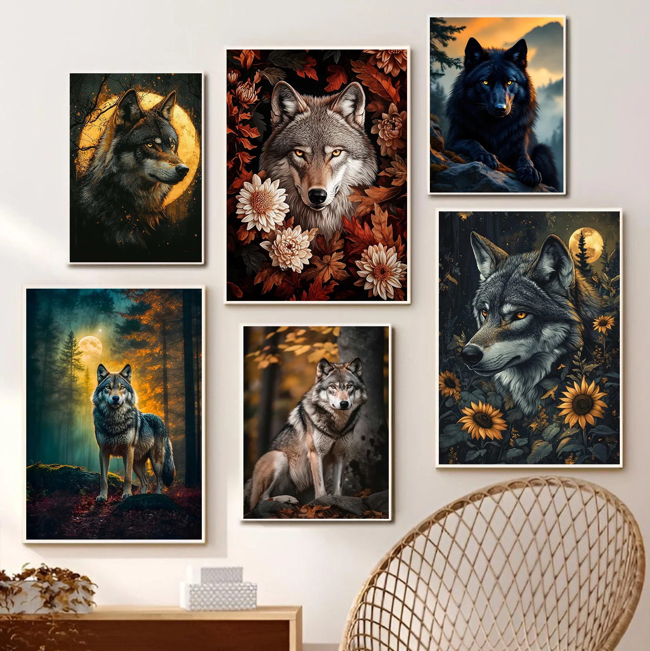 Forest Wild Animal Wolf Ferocious Beast Classic Posters Prints Canvas Painting Wall Art Picture Living Room Home Decor
