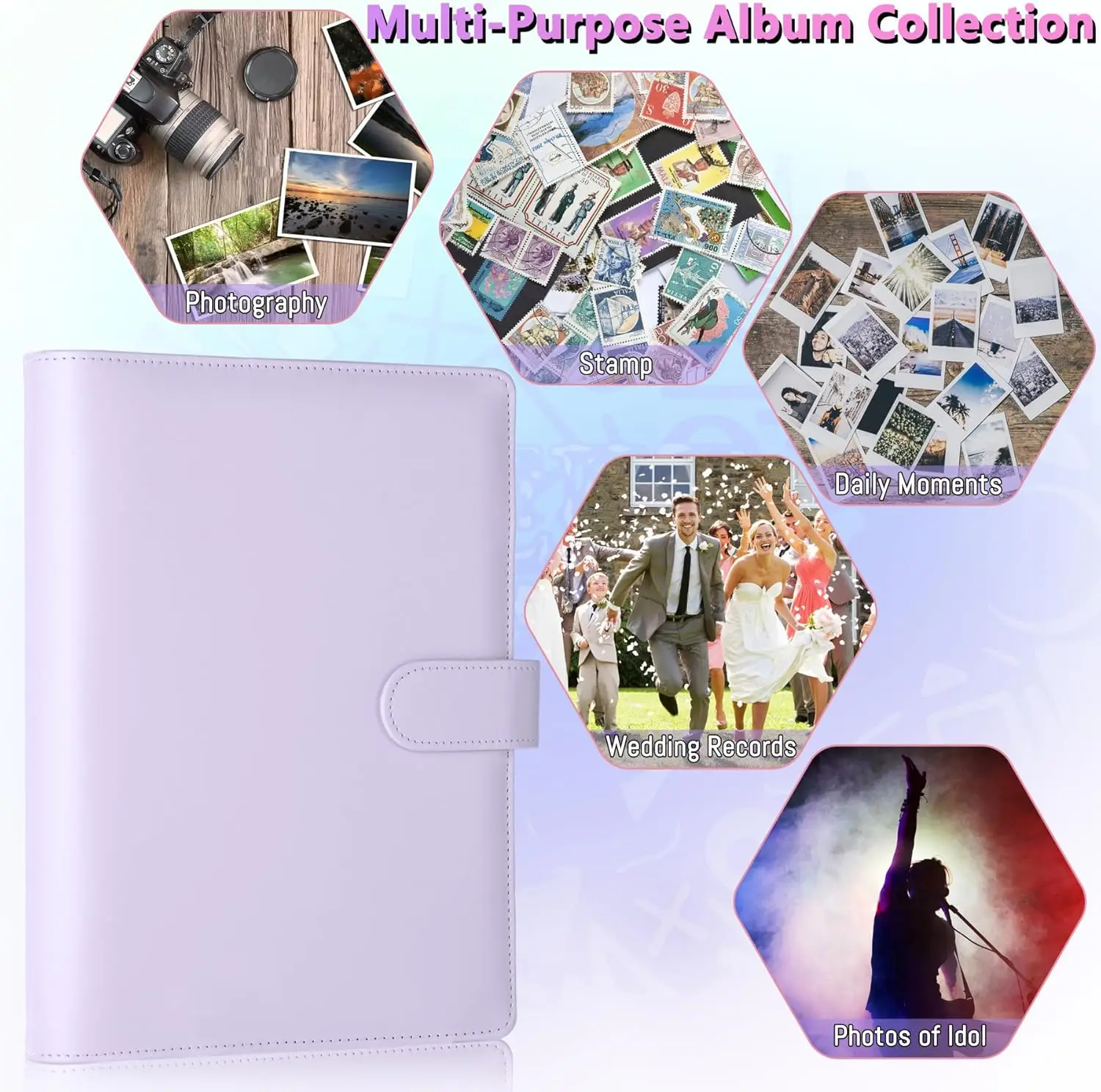 A5 6 Ring Kpop Photocard Binder Card Collector with  Card Pages Photocard Holder Album Sheets Sleeve Protectors for Organizing