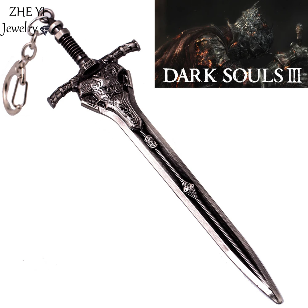 Dark Souls Artorias Sword Model Keychain For Men Abyss Walker Knights Sword Pendant Key Ring Car Bag Key Finder Cosplay Jewelry