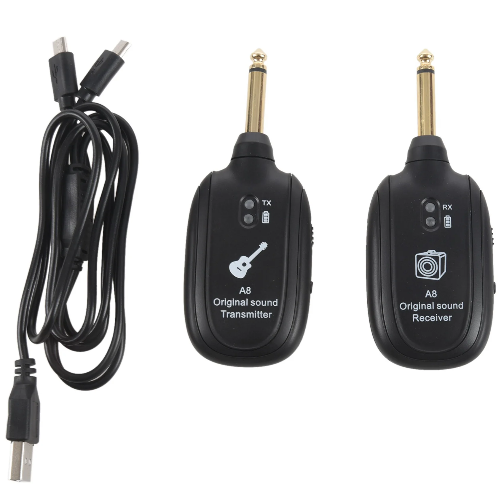 

TURE 2X UHF Guitar Wireless System Transmitter Receiver Built-In Rechargeable