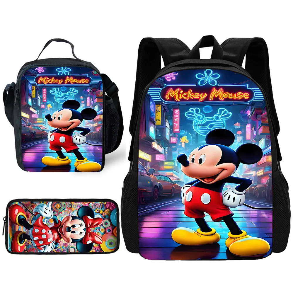 Детский популярный школьный рюкзак в стиле аниме Kawaii Mickey Minnies с сумками для обеда, сумками-карандашами, школьными сумками для мальчиков и девочек, лучший подарок