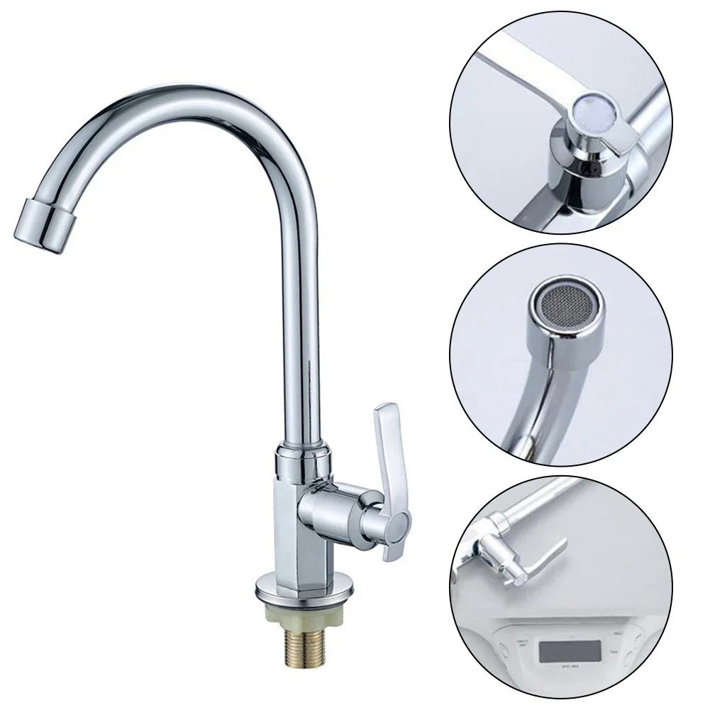 Kitchen Faucets Sink Single Cold Water Tap Kitchen Vegetable Basin Single Lever Tap Plastic Steel Large Bend Bathroom Faucets