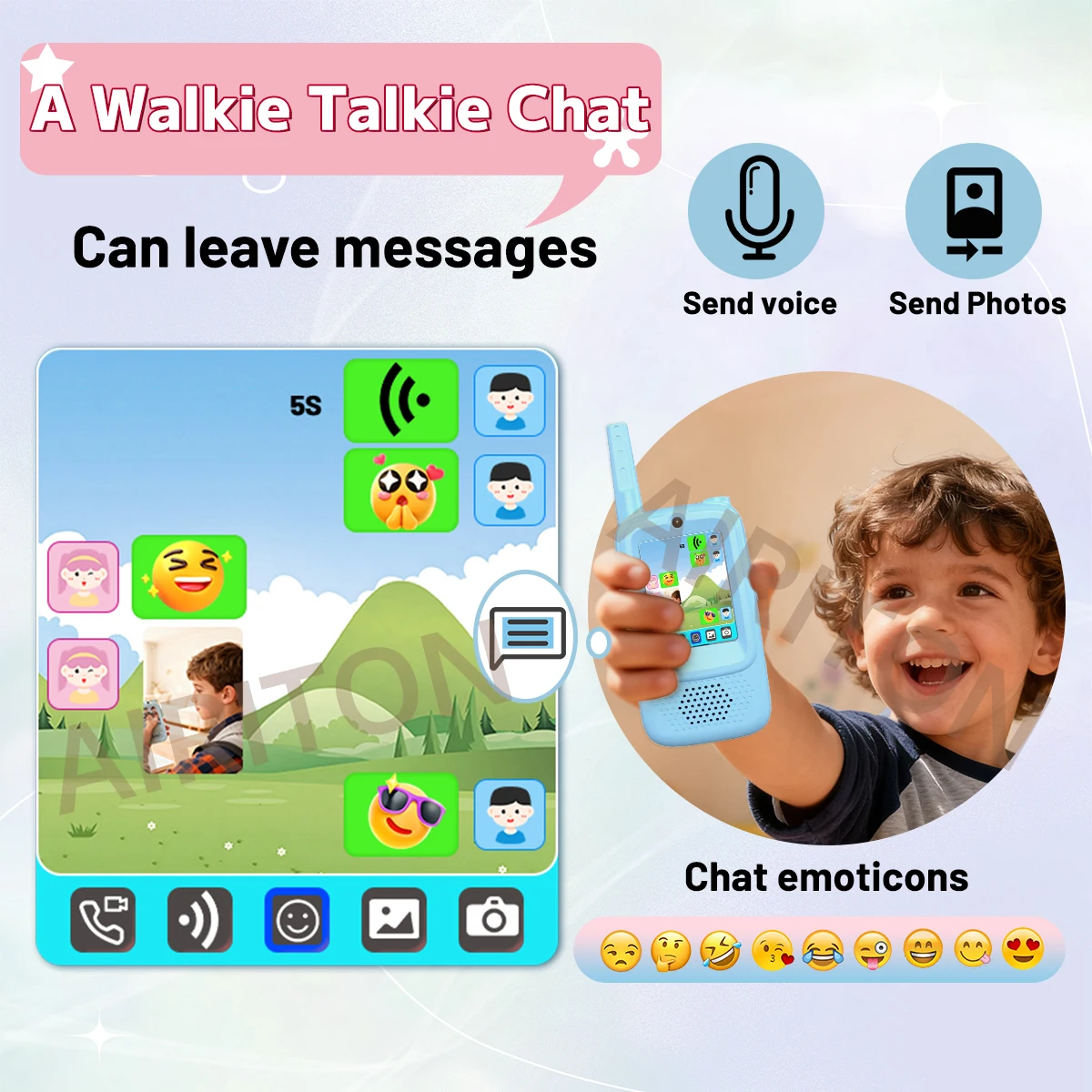 2PCS AIRITON JK300/JK200 Giocattolo per bambini Walkie Talkie Divertente Videocitofono Grande schermo con funzioni di aggiornamento Comunicazione Radio Giocattolo