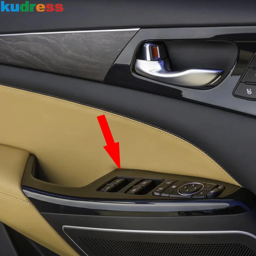 For KIA K7 Cadenza 2019 2020 2021 2022 2023 Carbon Fiber Car Interior Window Lift Switch Button Panel Cover Trim Accessories