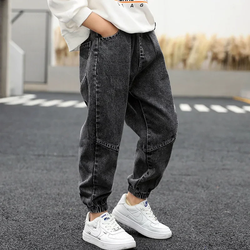 Kids Boys Jeans Spring Autumn Elastic Waist Children Trousers Casual Long Trousers Boys Clothing Sport Baggy Pants