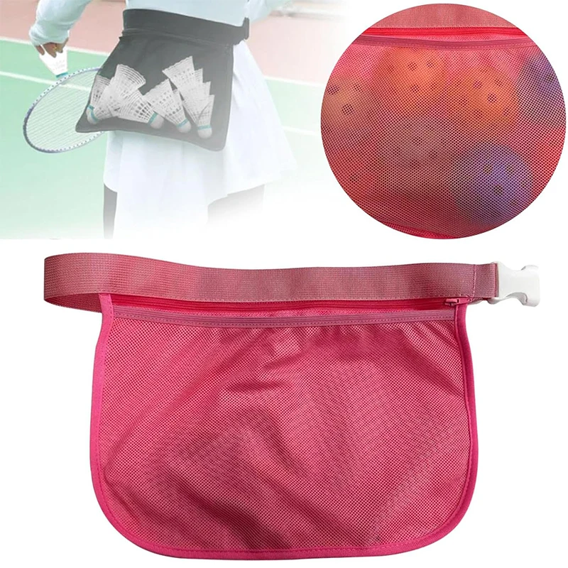 

High Elasticity Portable Mesh Tennis Ball Pickup Fanny Pack Holder Bag Mesh Material Zippered Pocket Mesh Ball Fanny Breathable