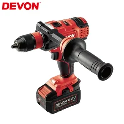 Devon-コードレス電気ドリル、頑丈なブラシレスドリル5289、20v、max120nm、4200rpm、4スピード調整可能、ユニバーサル、フレックスバッテリープラットフォーム