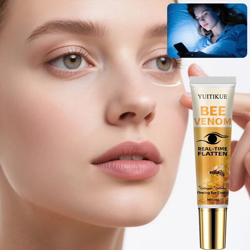 YUITIKUE Bijengif Oogcrème met collageen en cafeïne - Real-time platte, 3-in-1 verstevigende, gladde fijne lijntjes en verlicht de ogen