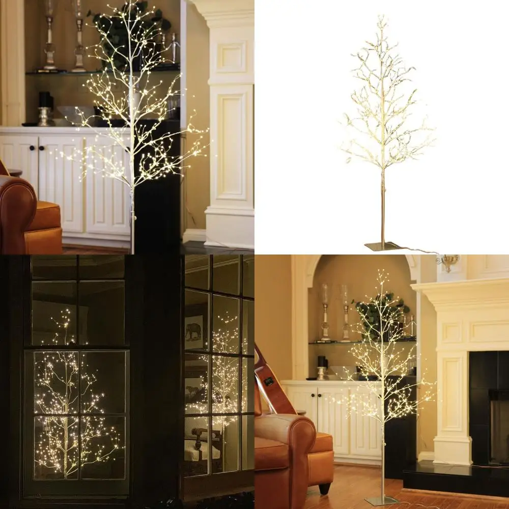 

5ft Starlit LED Tree with Warm White Angel Lights, Silver, Ideal for Home, Holidays, and Events