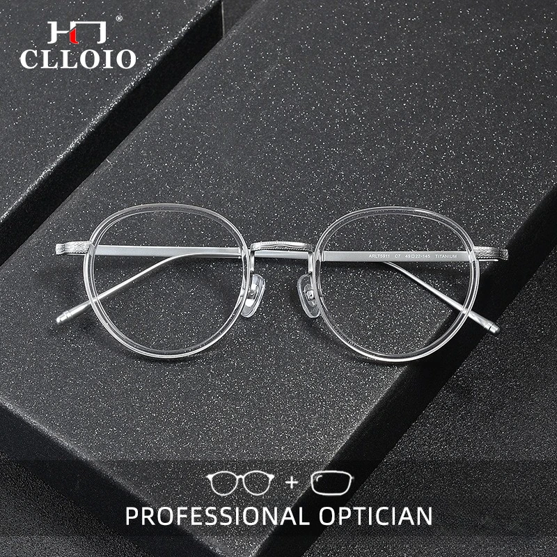 

CLLOIO Versatile Lightweight Reading Glasses Blue Light Blocking Oval Acetate Frame Titanium Progressive Prescription Eyewear