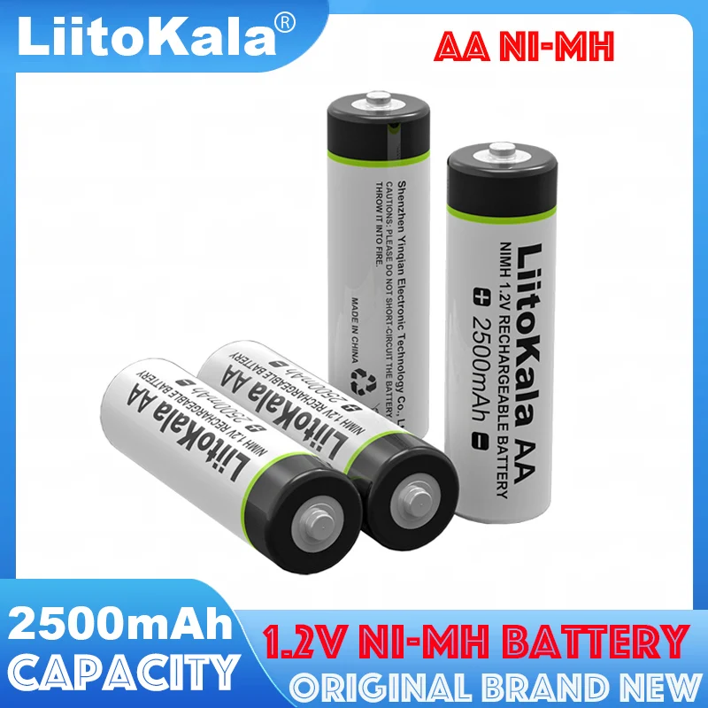 4 sztuk oryginalny LiitoKala 1.2V AA 2500mAh akumulator Ni-MH aa do pistoletu temperaturowego pilot zdalnego sterowania baterie do zabawek myszy