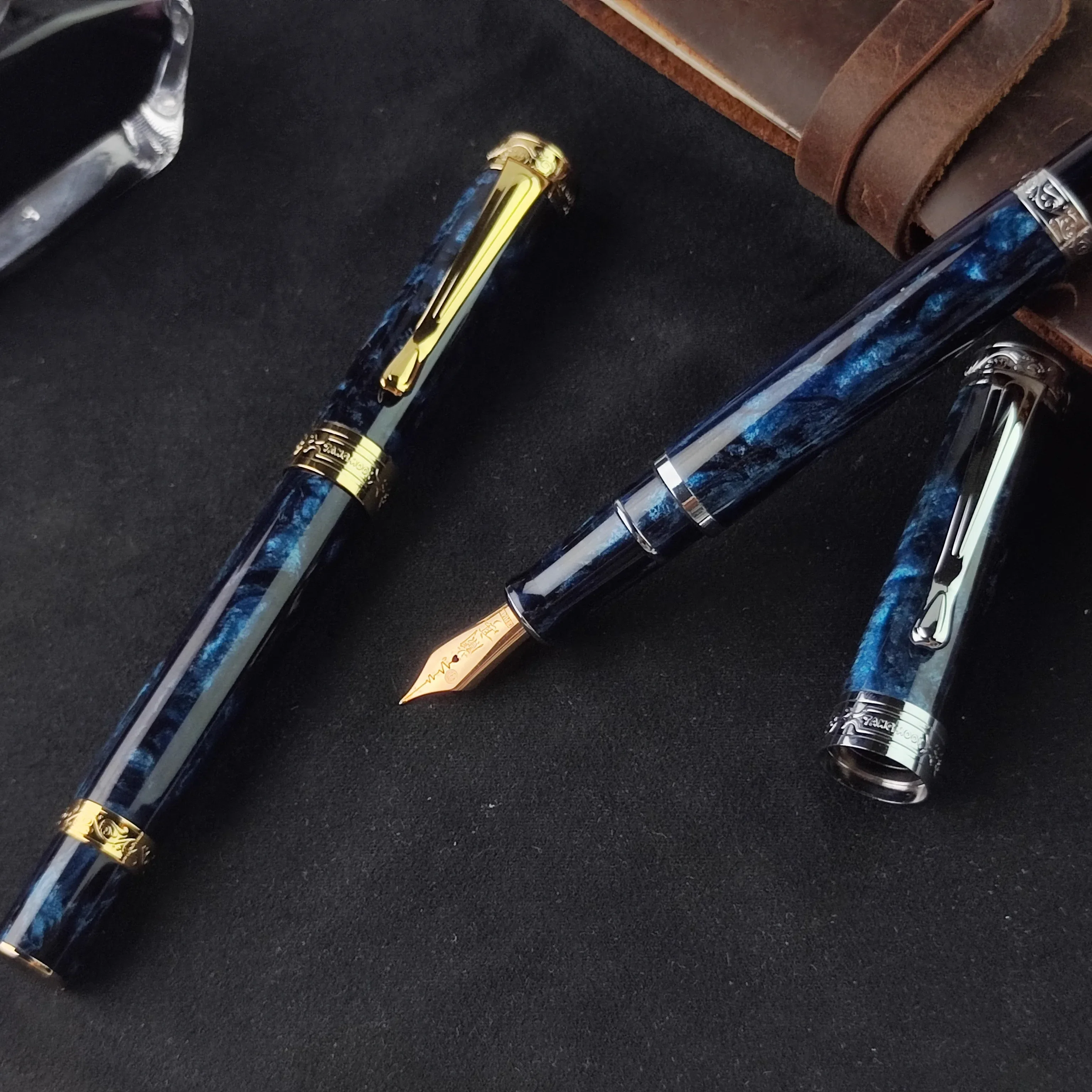

Tangmoon Creative Magnetic Fountain Pen Hard Rubber/Ebonite PEEK Material Limited Resin Schrödinger S Cat/Bock Pen Nib