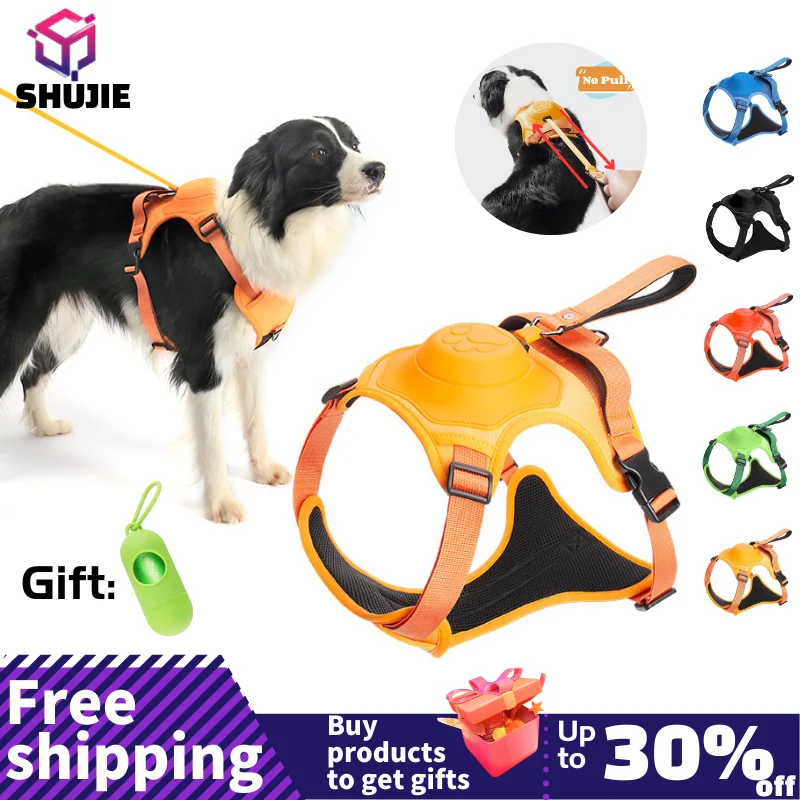 Dog Collar Harness for Medium Large Dogs Explosion-proof Punch Breathable Adjustable Pet Harness Vest Outdoor Outdoor Training