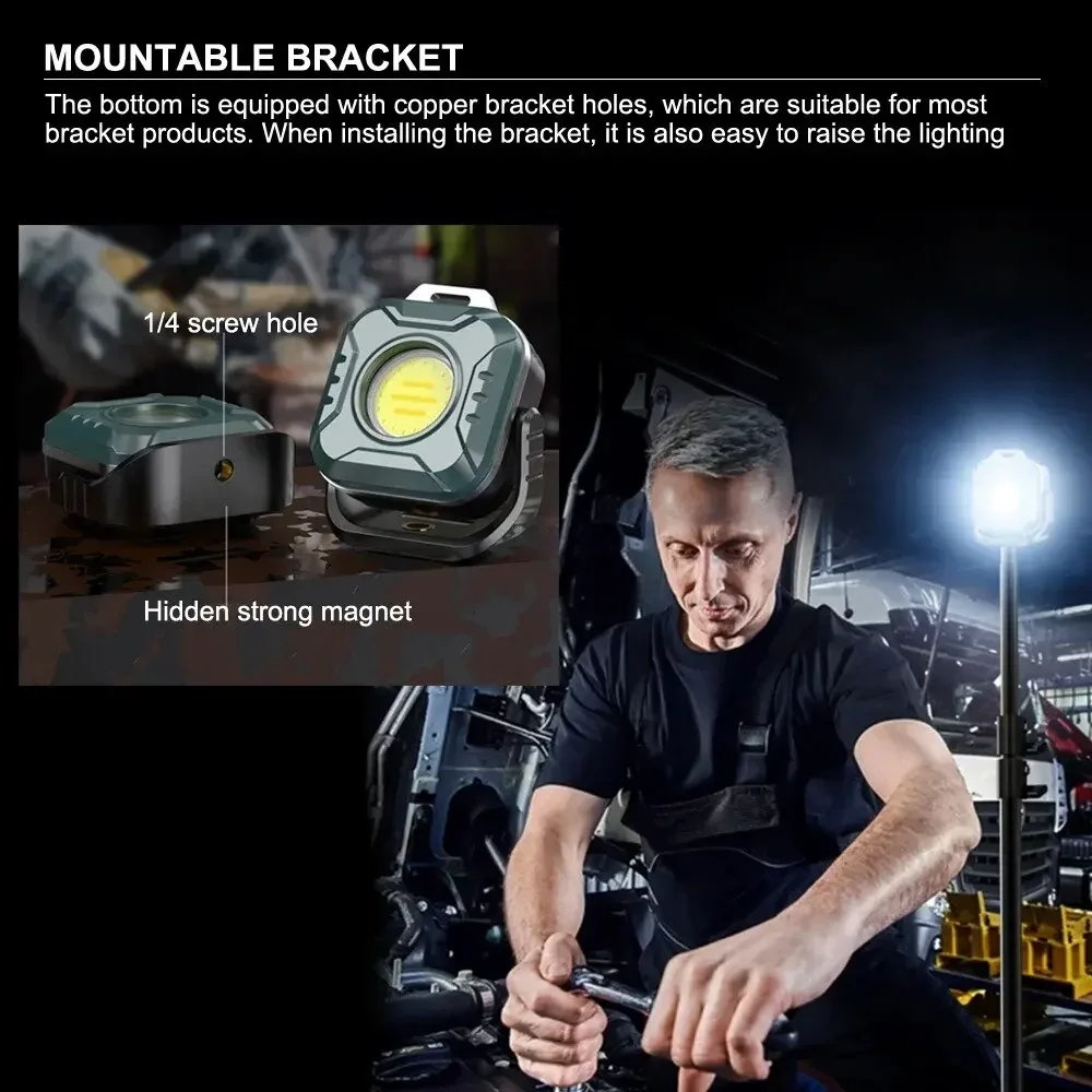 Multifunktionale COB-Taschenlampe Wiederaufladbare Tragbare Mini-LED-Arbeitsleuchte Outdoor-Camping-Fackel – Detail 12