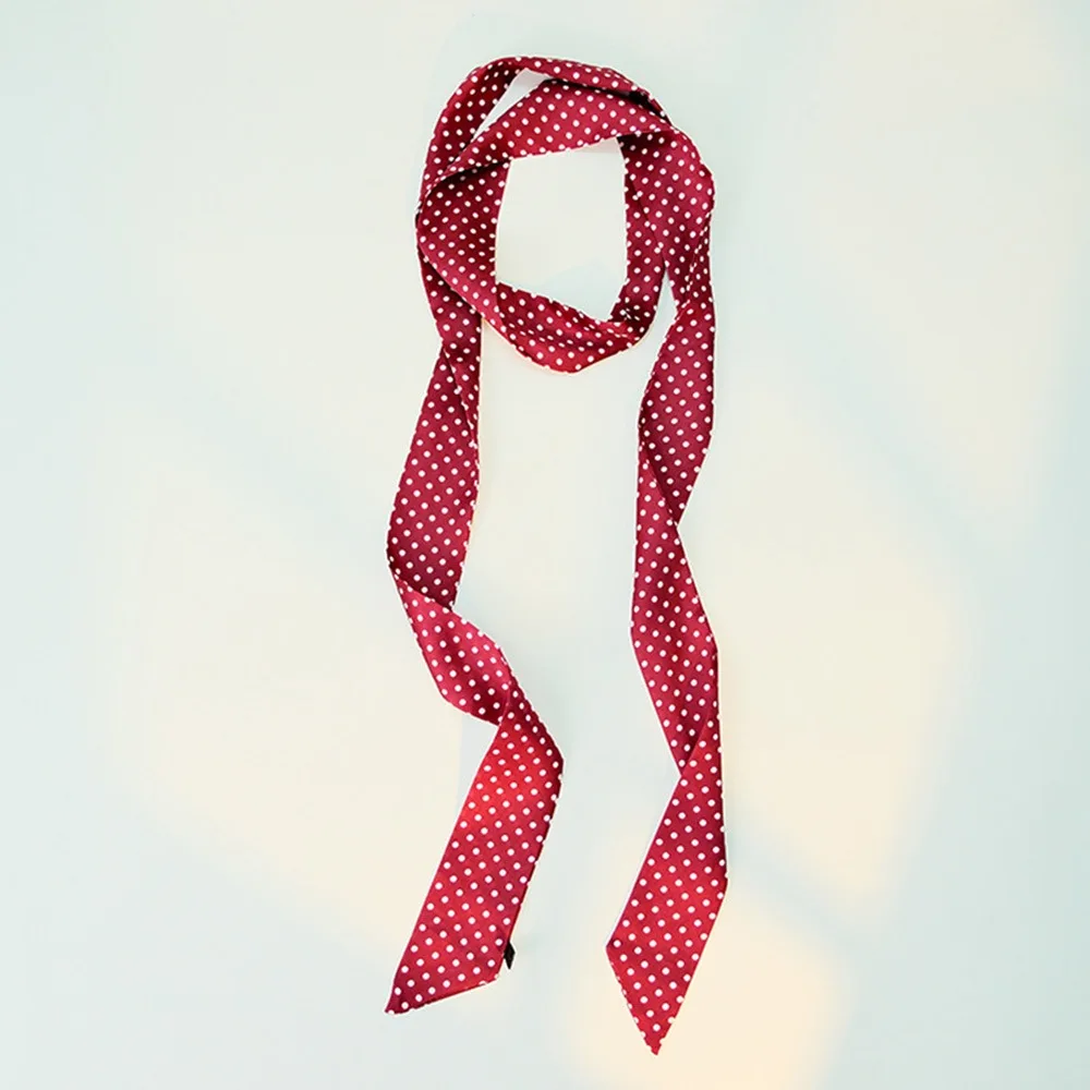 

Fashion Print Flower Small Scarf Long Wave Point Head Scarf Soft Multi-functional Neck Tie for Women