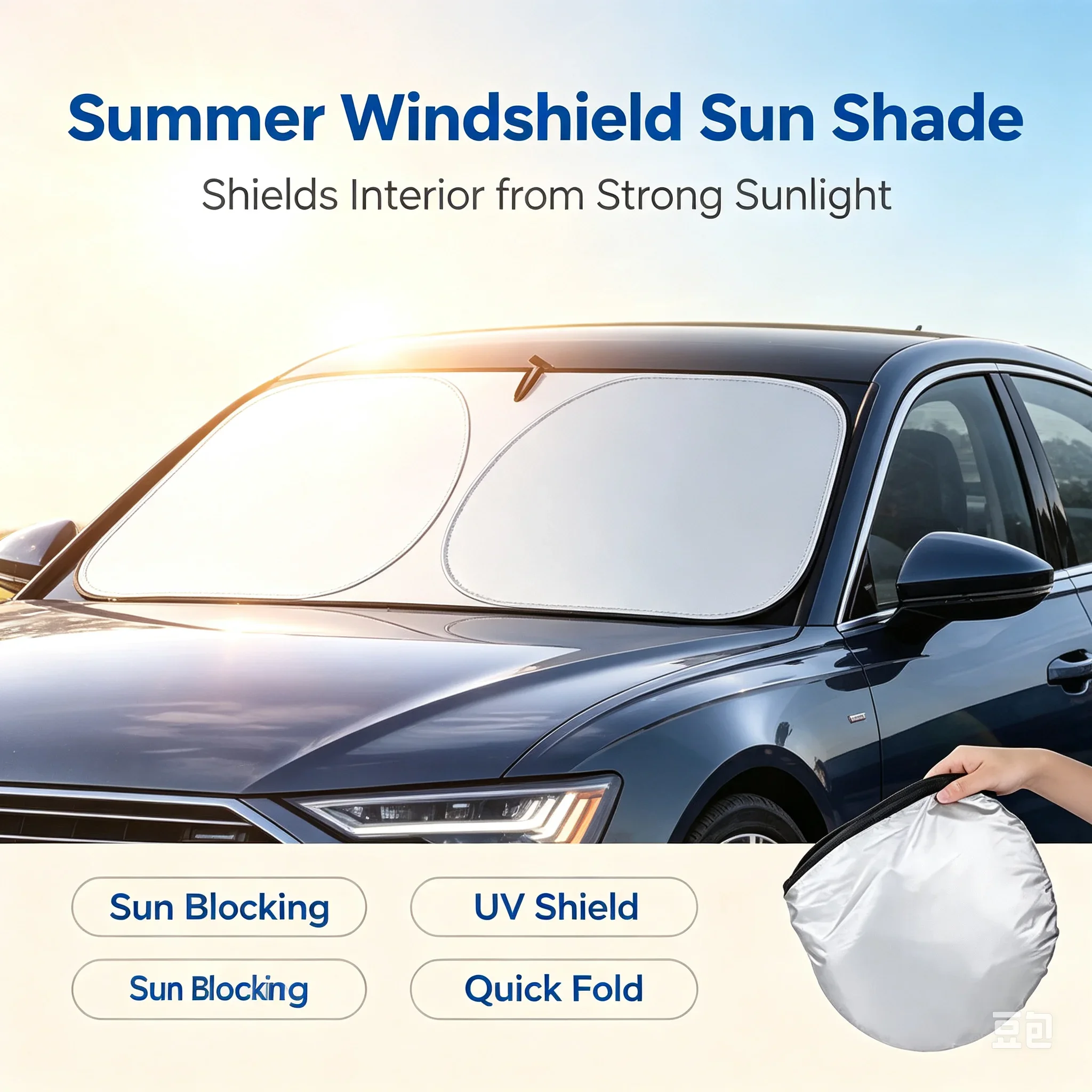 Car Windshield Sun Shade Durable for Sun Protection,Heat Insulation & UV,Sunshade for Car Windshield,Foldable Sun Shield