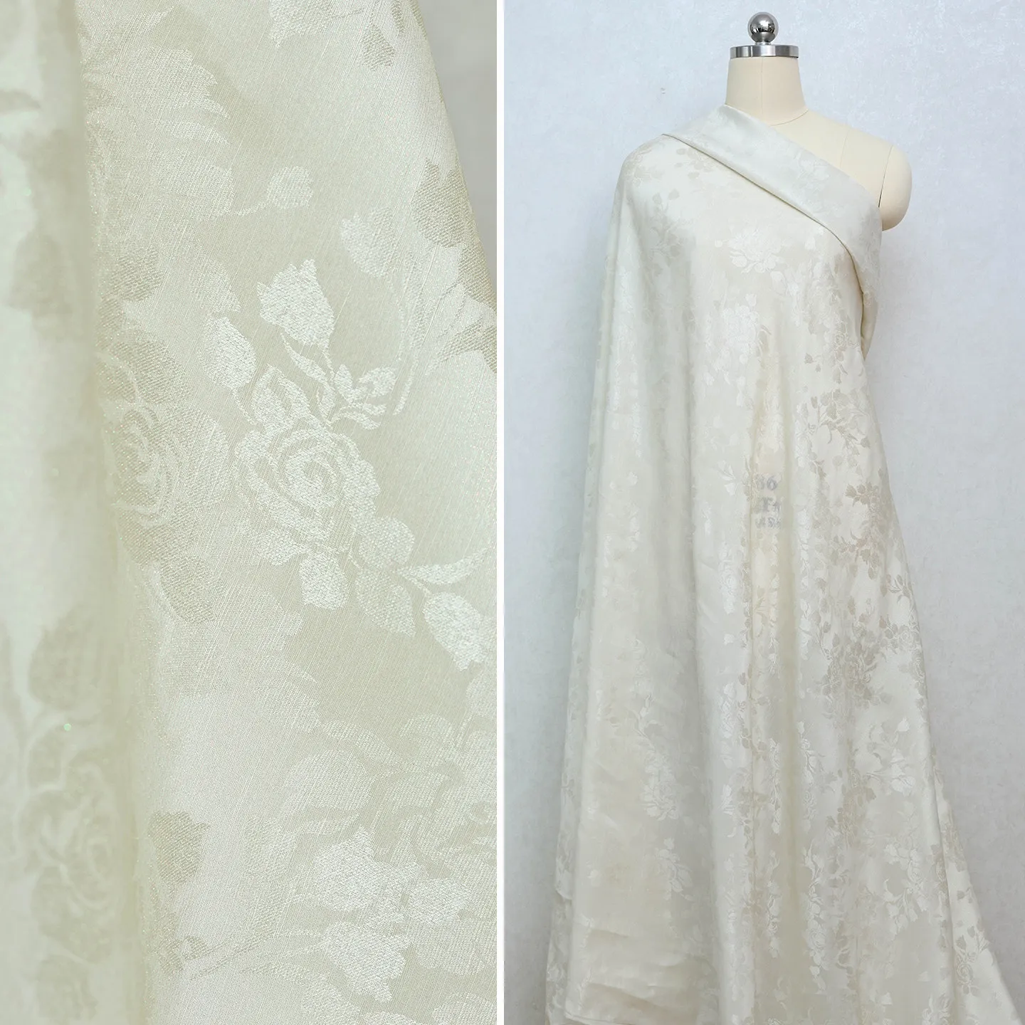 High Quality Beautiful Shadow Warm Jade White Silk Jacquard Linen Silkworm Silk Fabric Clothing and Dress Cloth
