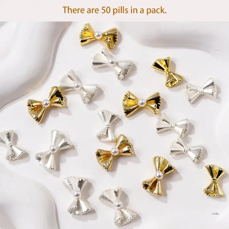 Breloques pour ongles avec nœud 50 pièces, français, décorations pour Art