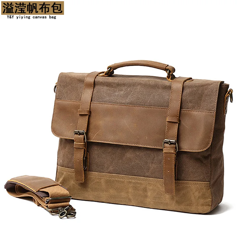 Borsa a tracolla a tracolla in tela da uomo, valigetta da viaggio d'affari di grande capacità, borsa per laptop