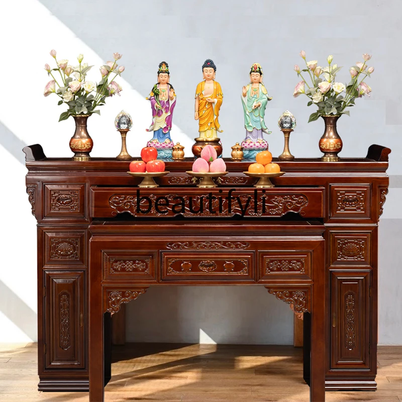 

Solid wood offering table Household incense case offering table Buddhist Hall Buddhist Tai God of Wealth offering table