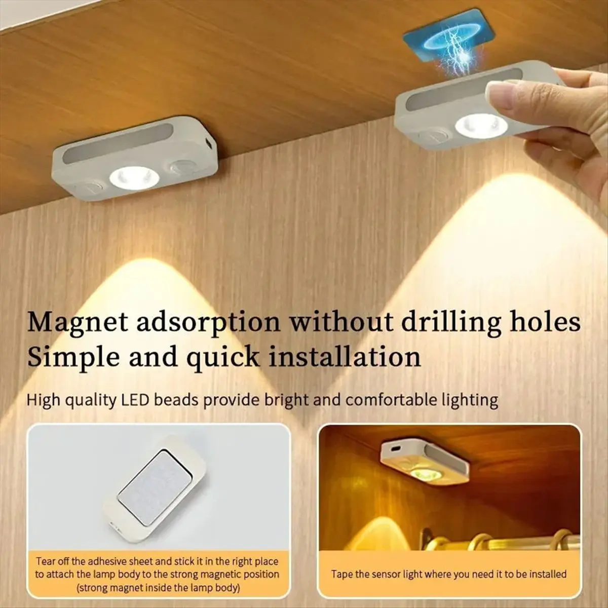 DT1994 TO Motion Sensor Light LED USB Rechargeable Night Light for Kitchen Bedroom Stairs Hallway Wardrobe Cabinet Lighting 1PCS