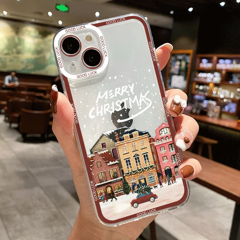Winter New Year Christmas Street Scenery Phone Case for Xiaomi Redmi Note 14 Pro Plus 13 12 11 10 PRO 14C 13C 12 9T Soft Covers view 3