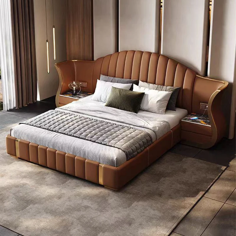 Wholesale Wooden Full Double Bedroom Sets Furniture King Size Leather Bed Master Room Modern Luxury Mdf Bedroom Furniture Set - view 3