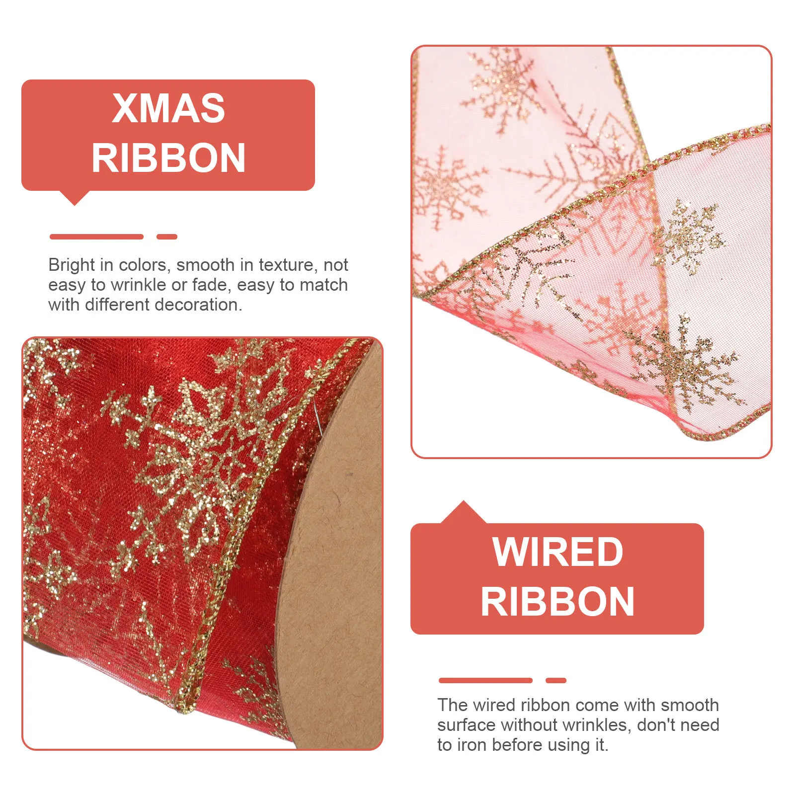 

1 Roll Christmas Tree Decorative Ribbon Xmas Print Ribbon for Gift Wrapping DIY Crafting Party Decoration Hair Accessories
