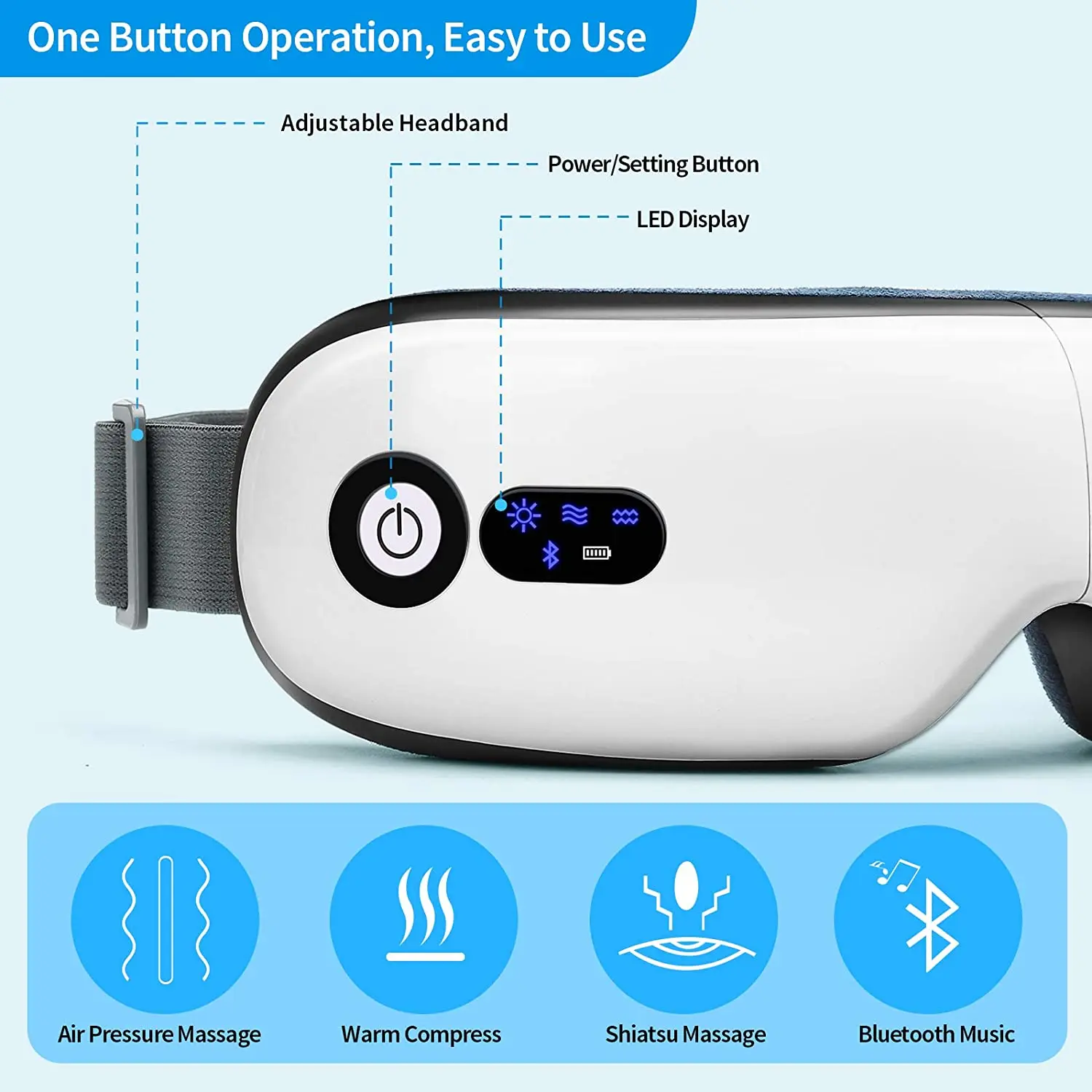 Eye Massager Smart Airbag Vibration Eye Care Instrument Hot Compress Bluetooth Eye Massage Glasses Fatigue Pouch & Wrinkle